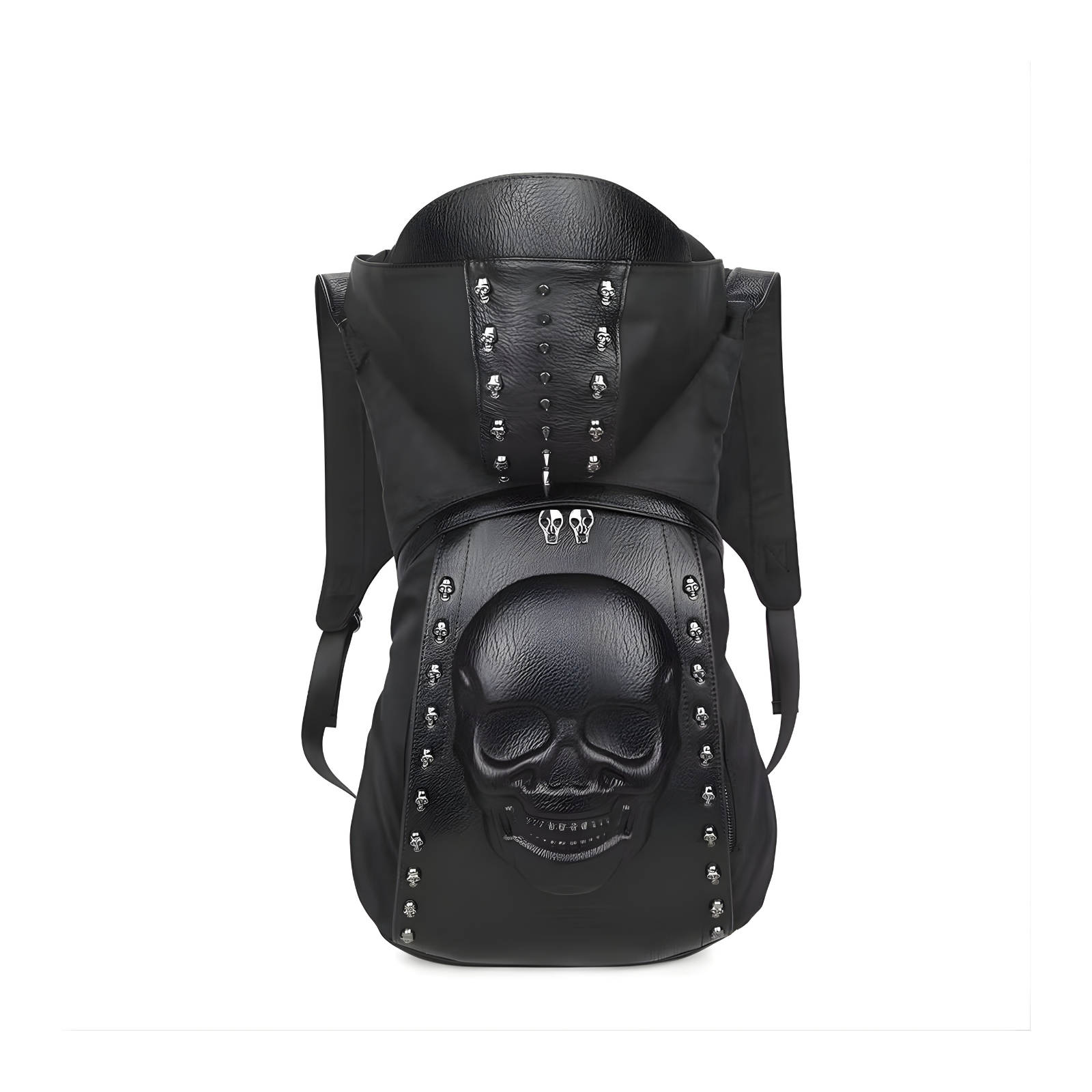 Sac à dos punk homme en cuir PU noir avec tête de mort