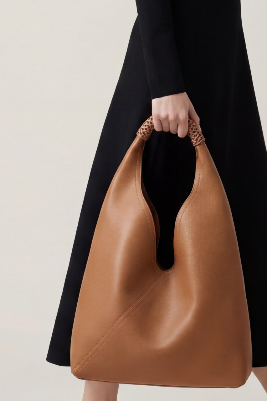 Sac Hobo Femme en Cuir PU Bleu avec Anse Tressée