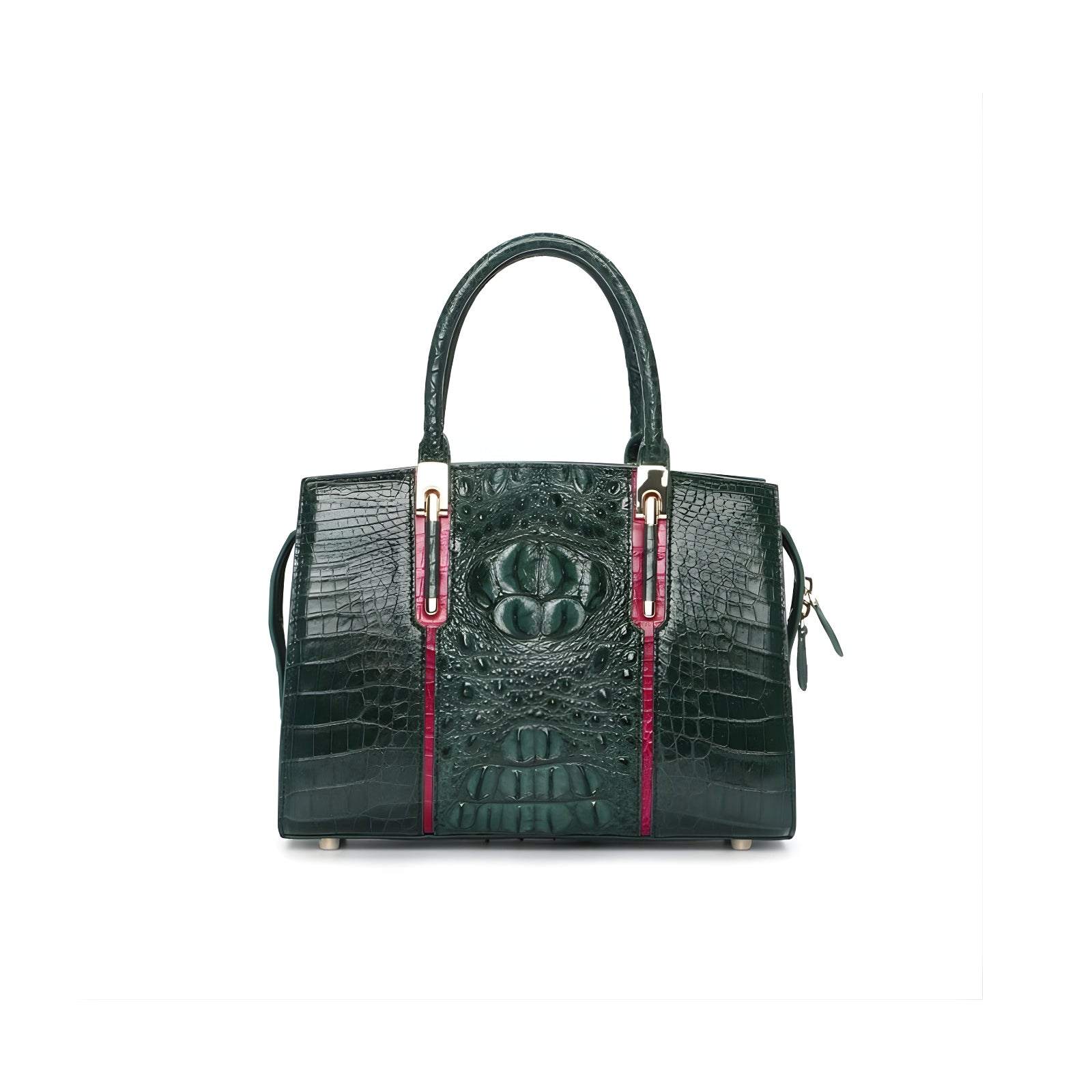 Sac à main designer en cuir véritable crocodile noir pour femme – Style européen élégant