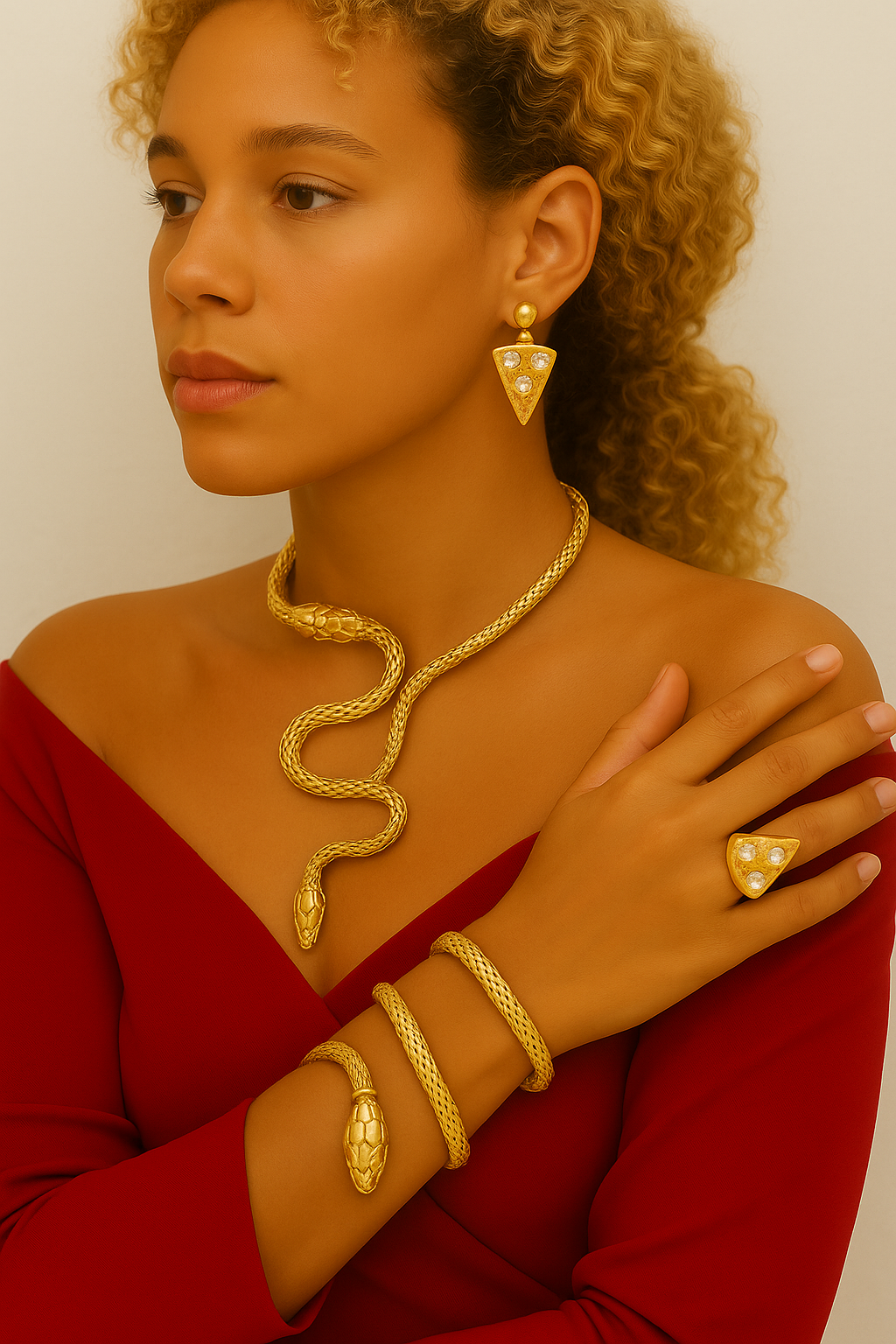 Bracelet Serpent Doré « Étreinte solaire »