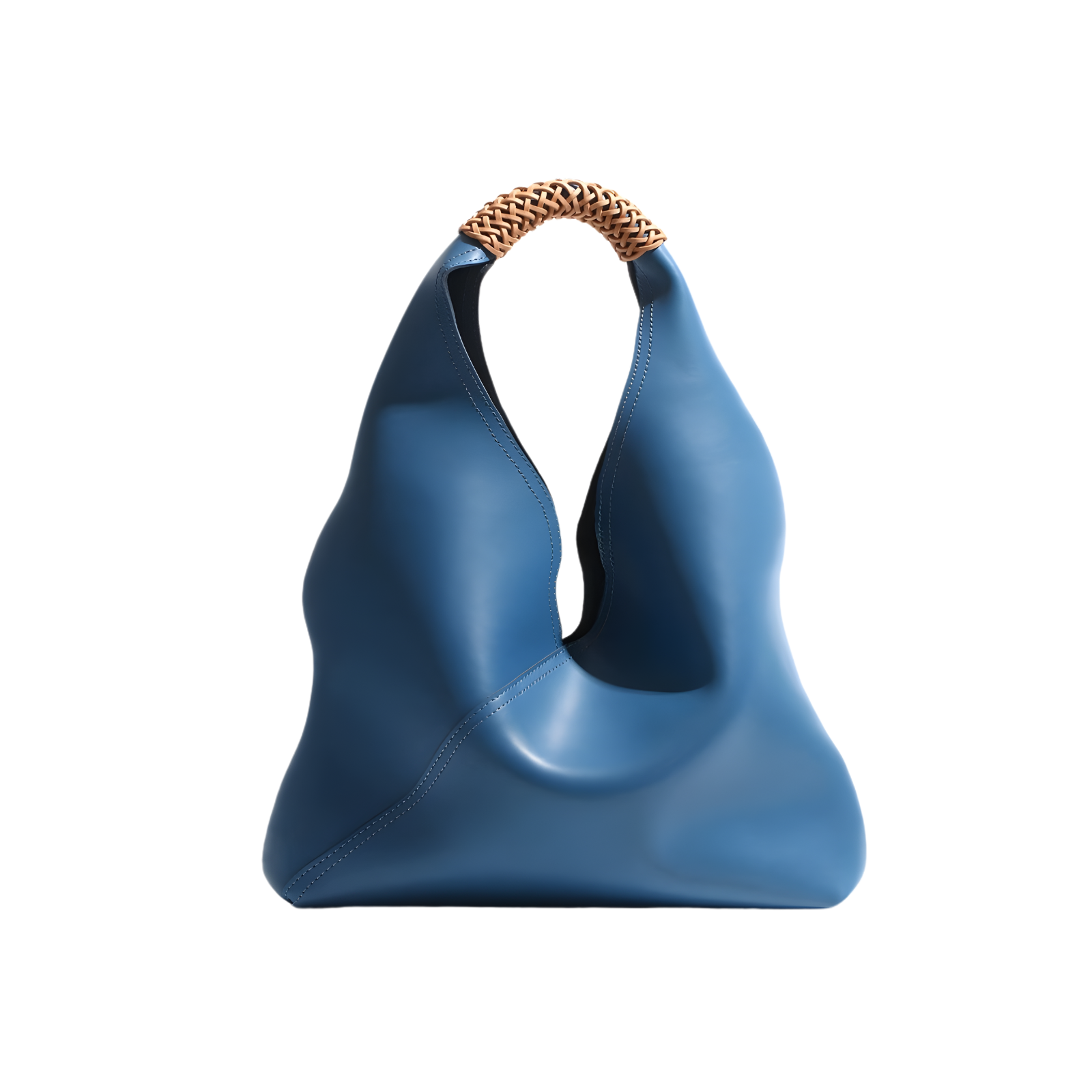 Sac Hobo Femme en Cuir PU Bleu avec Anse Tressée