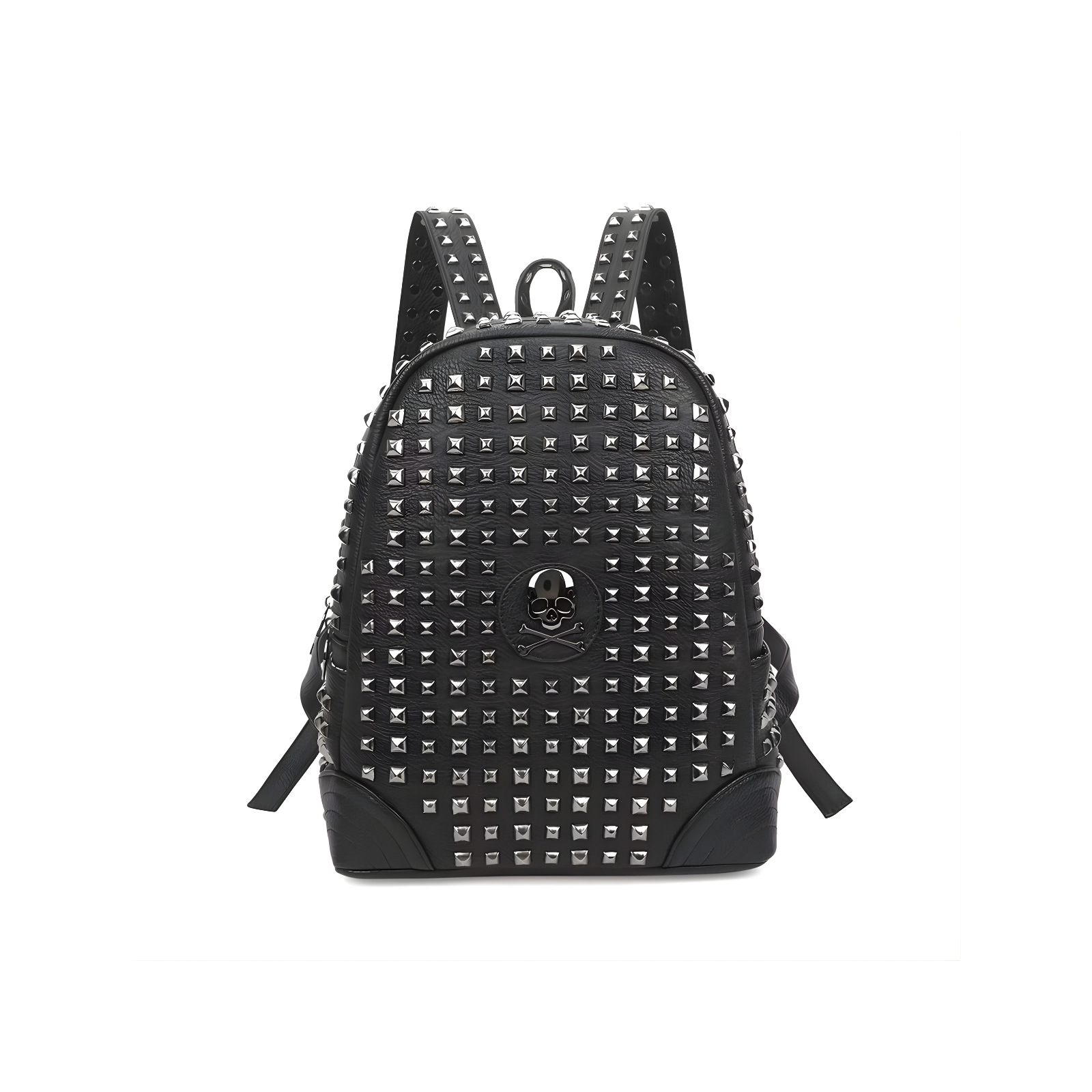 Sac à dos punk en cuir PU noir avec rivets pour femme