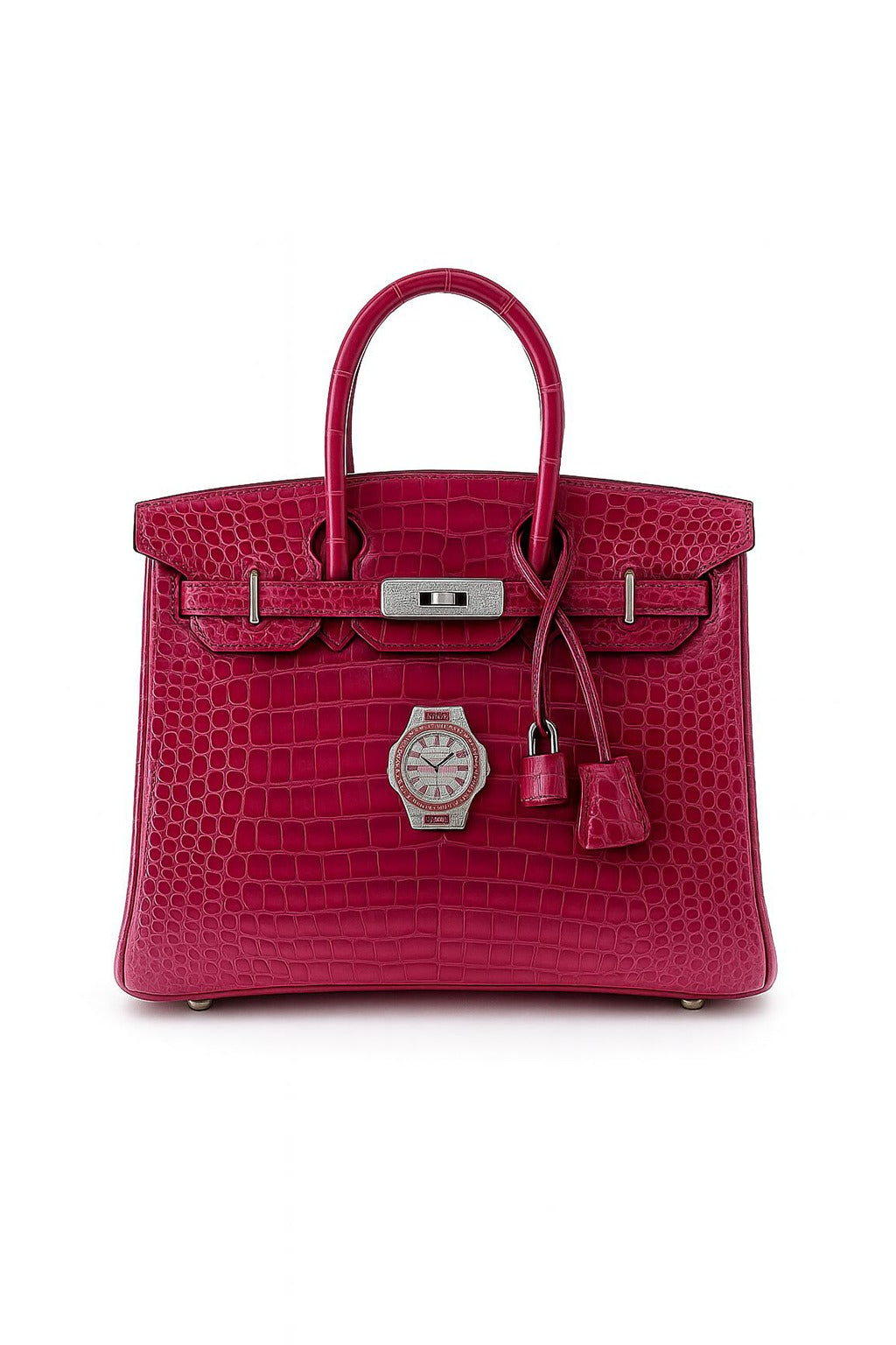 Création d’art unique en crocodile rouge avec garde-temps haute joaillerie
